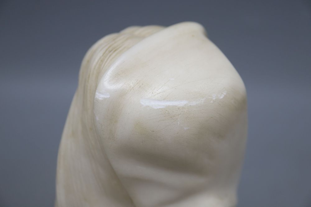 A mixed marble and alabaster bust of a lady, height 20cm